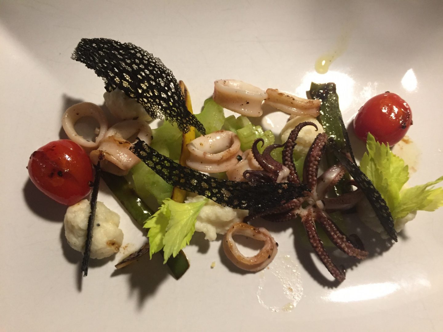 Vorspeise Oktopus Sellerie Tomate Algenchip Rezept Rezeptidee Foodblog Sternestulle