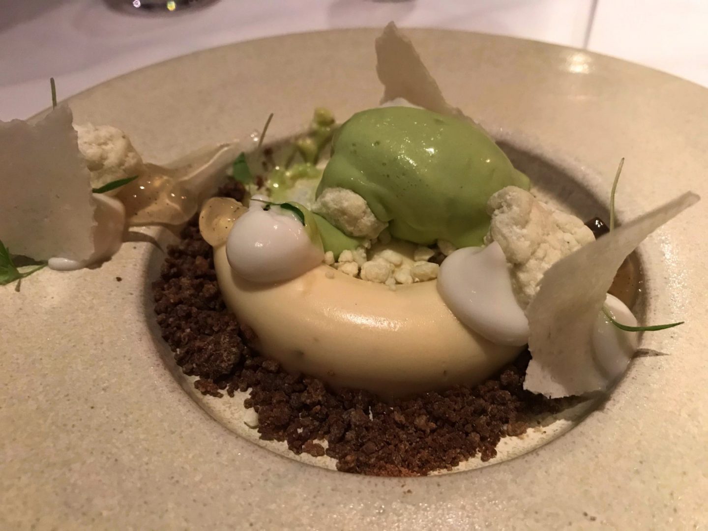 Erfahrung Bewertung Kritik Restaurant Hannappel Essen genießen Dessert Weiße Schokolade Kokos Pistazie Foodblog Sternestulle