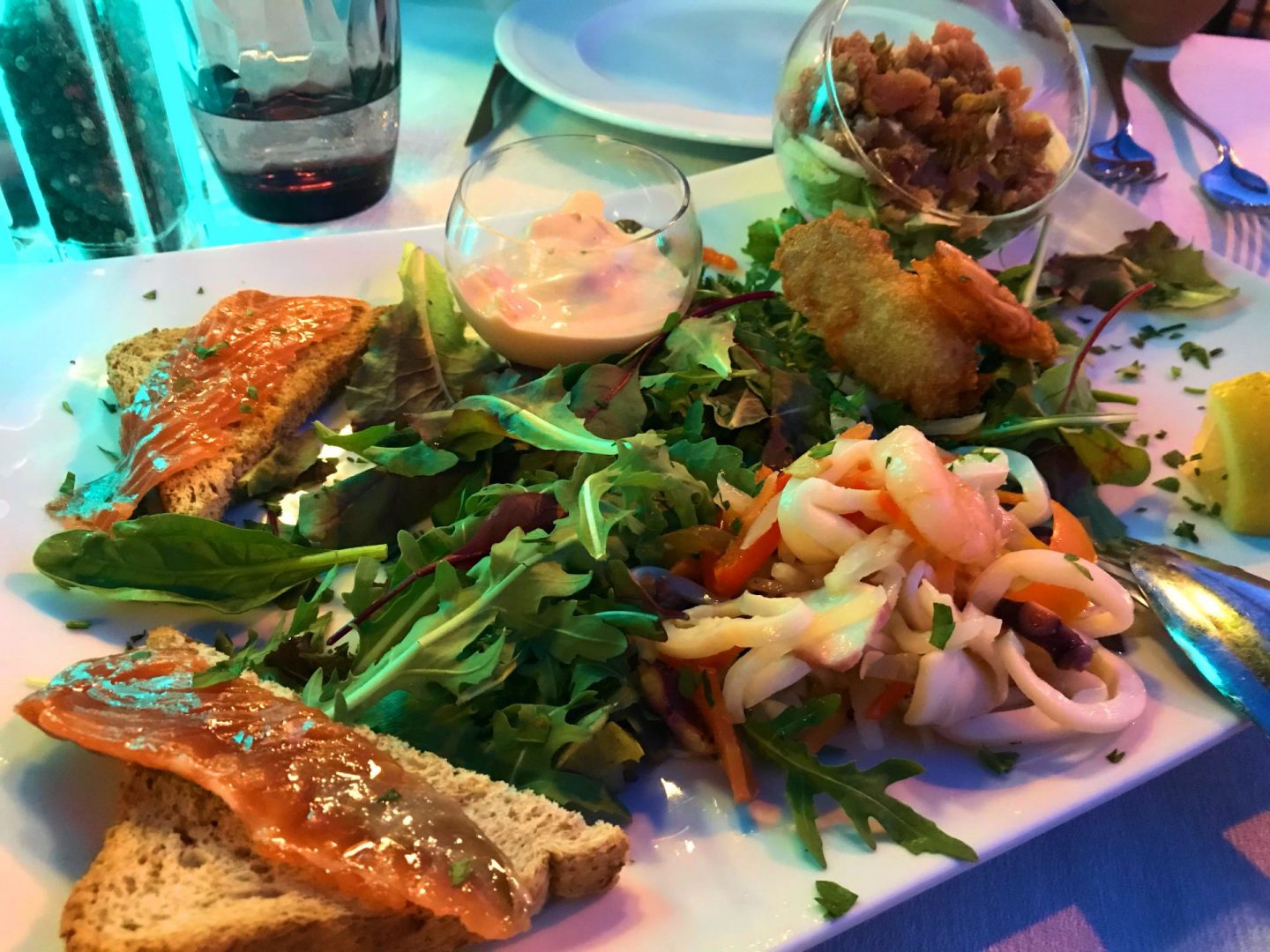 Erfahrung Bewertung Kritik Hotel Brenzone Tagliatelle gemischte Fischvorspeise Foodblog Sternestulle