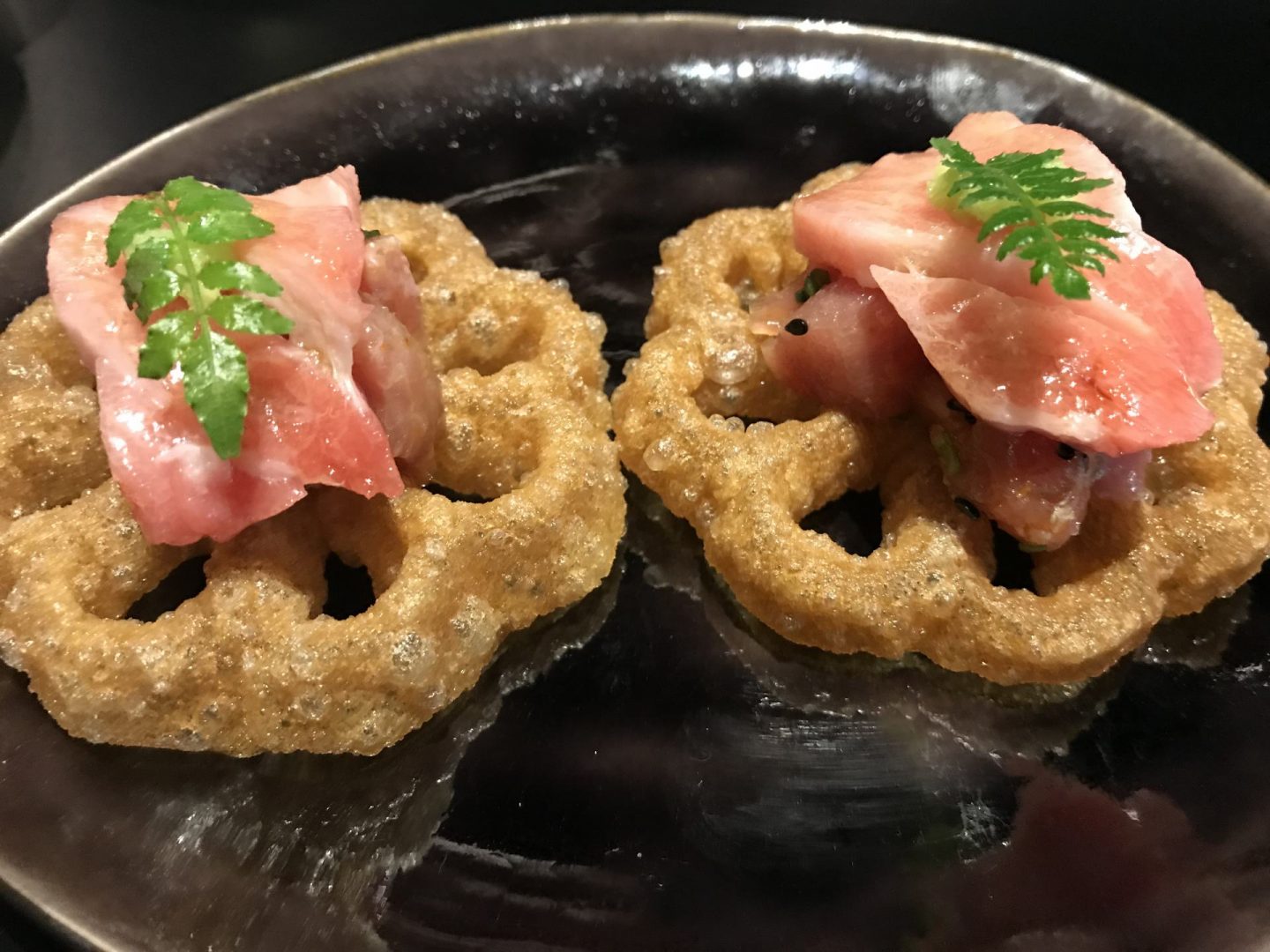 Erfahrung Bewertung Kritik Tim`s Kitchen Fürth Gruß der Küche Japanische Waffel Thunfisch Tunfisch Foodblog Sternestulle