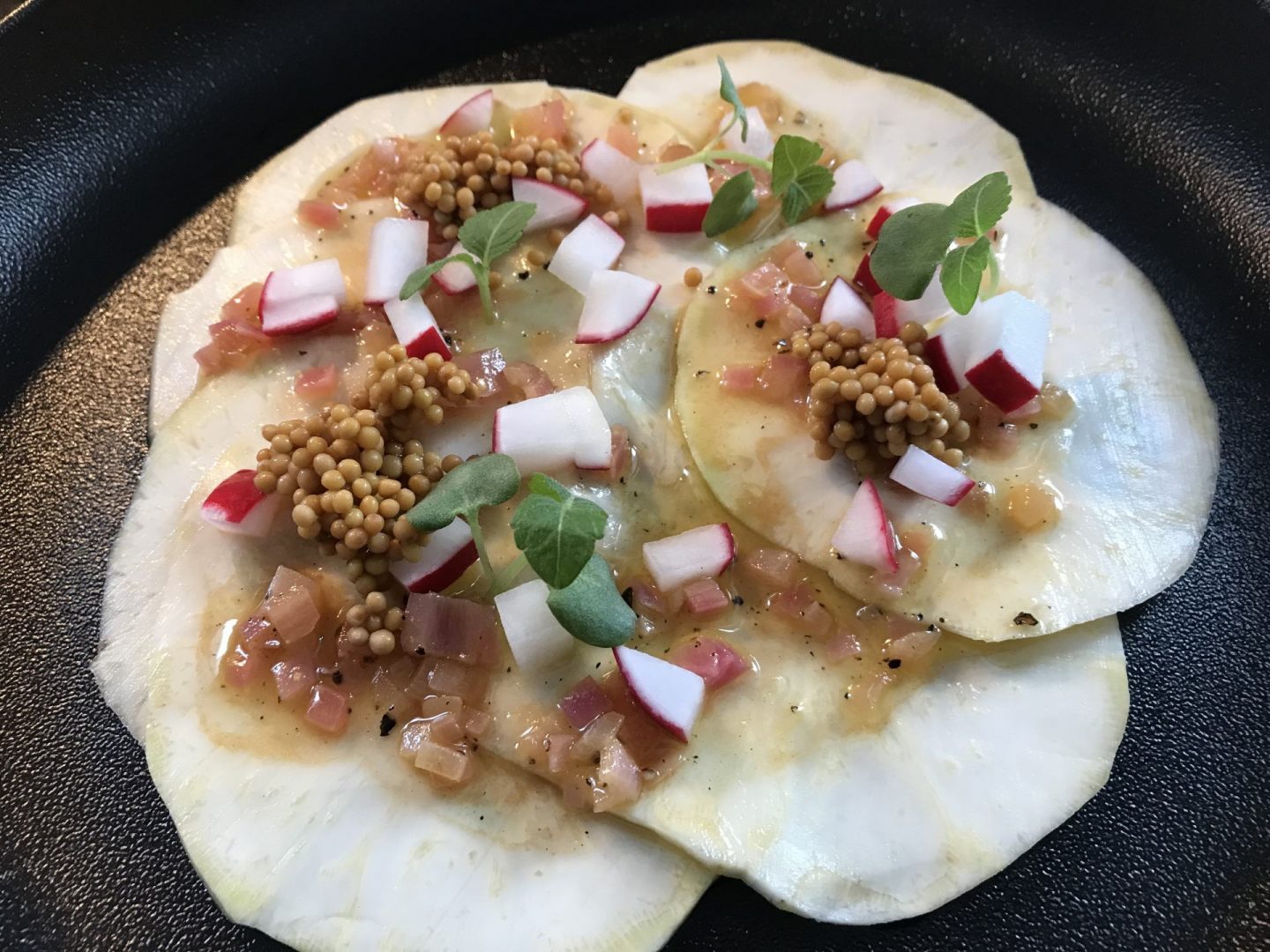 Rezept Rezeptidee Selleriecarpaccio mit Senfkaviar Foodblog Sternestulle