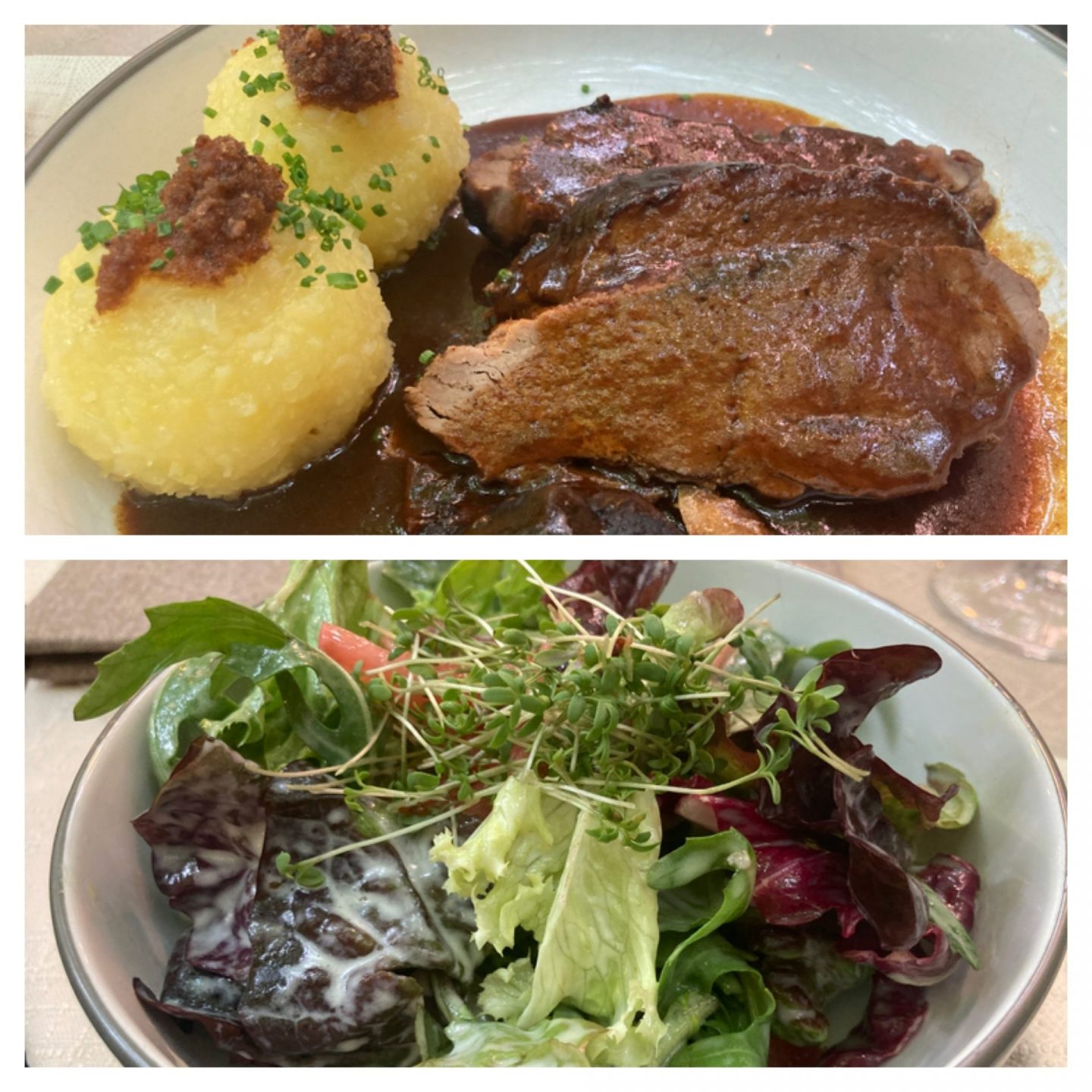 Erfahrung Bewertung Kritik Zur Traube Unkel Wildschwein Sauerbraten gemischter Salat Foodblog Sternestulle
