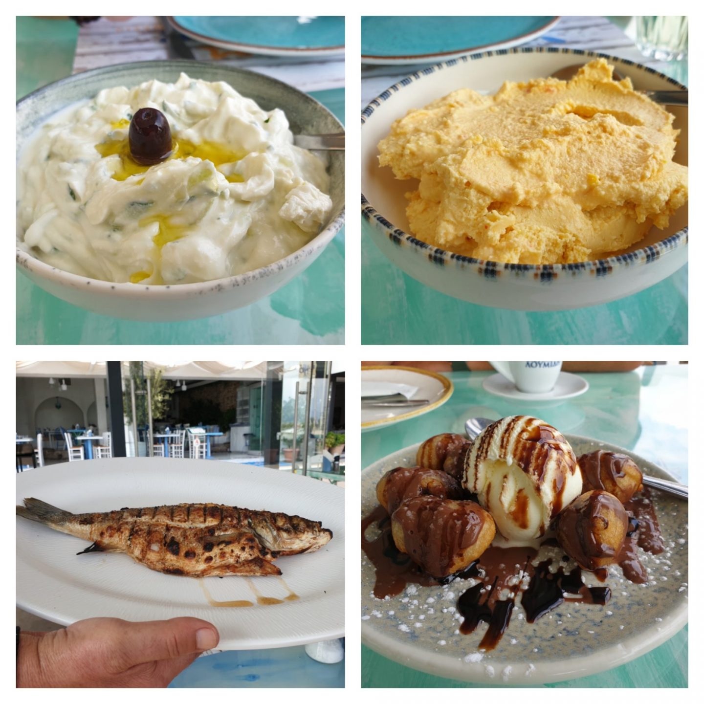 Erfahrung Bewertung Kritik Restaurant AMMOS Piräus Tzatziki, Wolfsbarsch, Dessert Foodblog Sternestulle